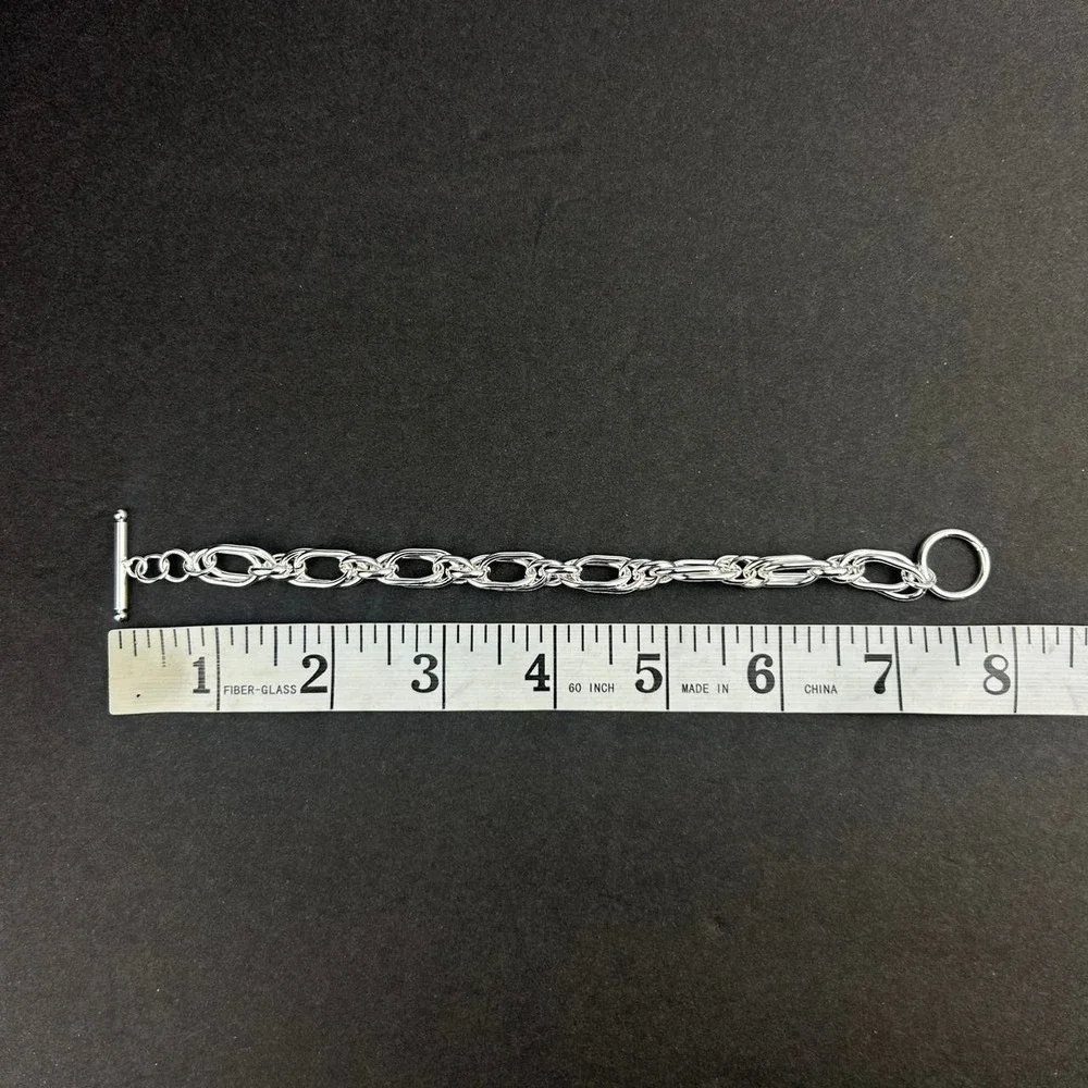 Vintage style stainless steel silver chain bracelet cyber grunge punk